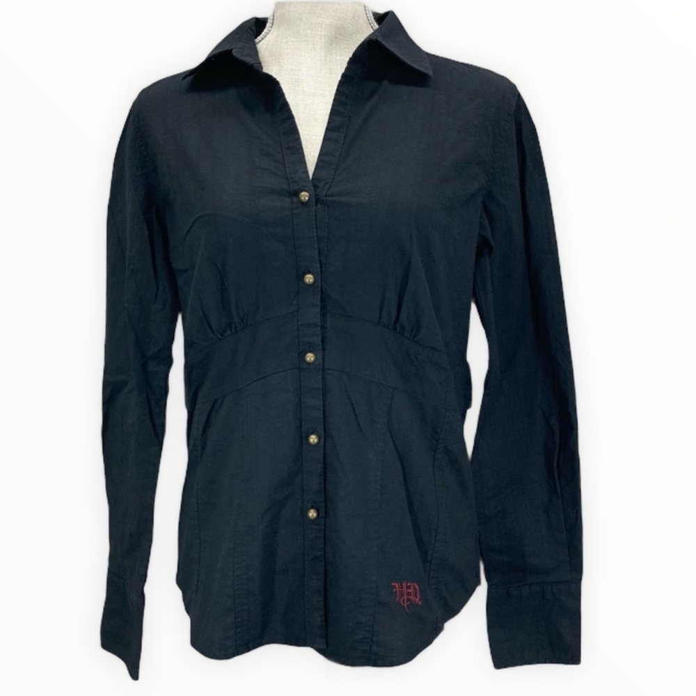 HARLEY-DAVIDSON Black Woman’s Long Sleeve Button Down Shirt Size Small